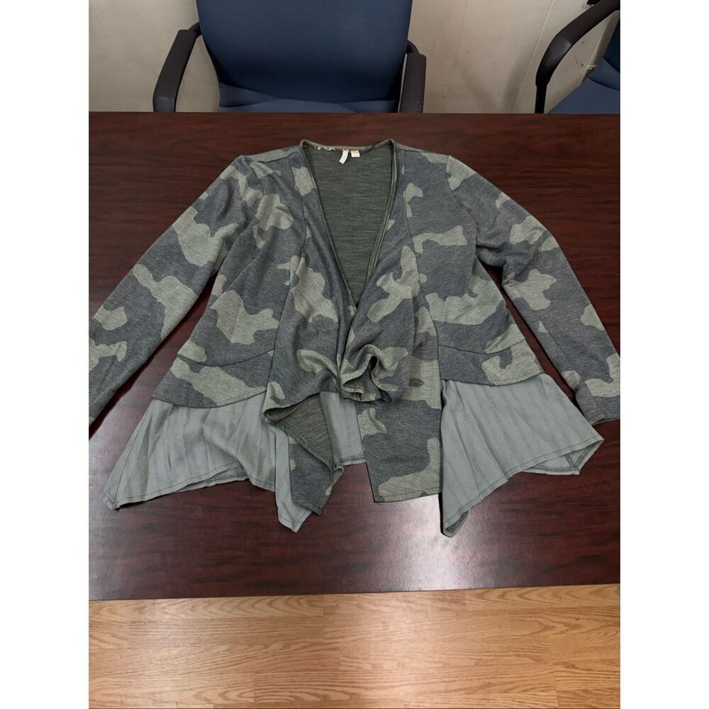 Cato Camouflage Open Front Cardigan Size Small
